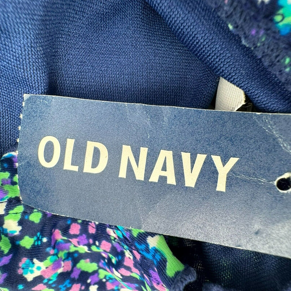 OLD NAVY NWT Medium Ditsy Floral Blue Purple Strapless One Piece Swimsuit Padded - Picture 4 of 10